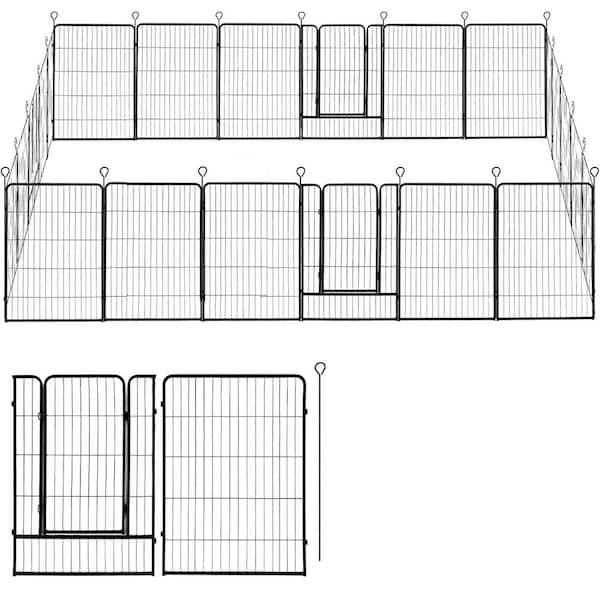 Dog Playpen 48 in. H Metal Garden Fence 24 Panels with Gate Temporary Pet Barrier for Yard Outdoor Use