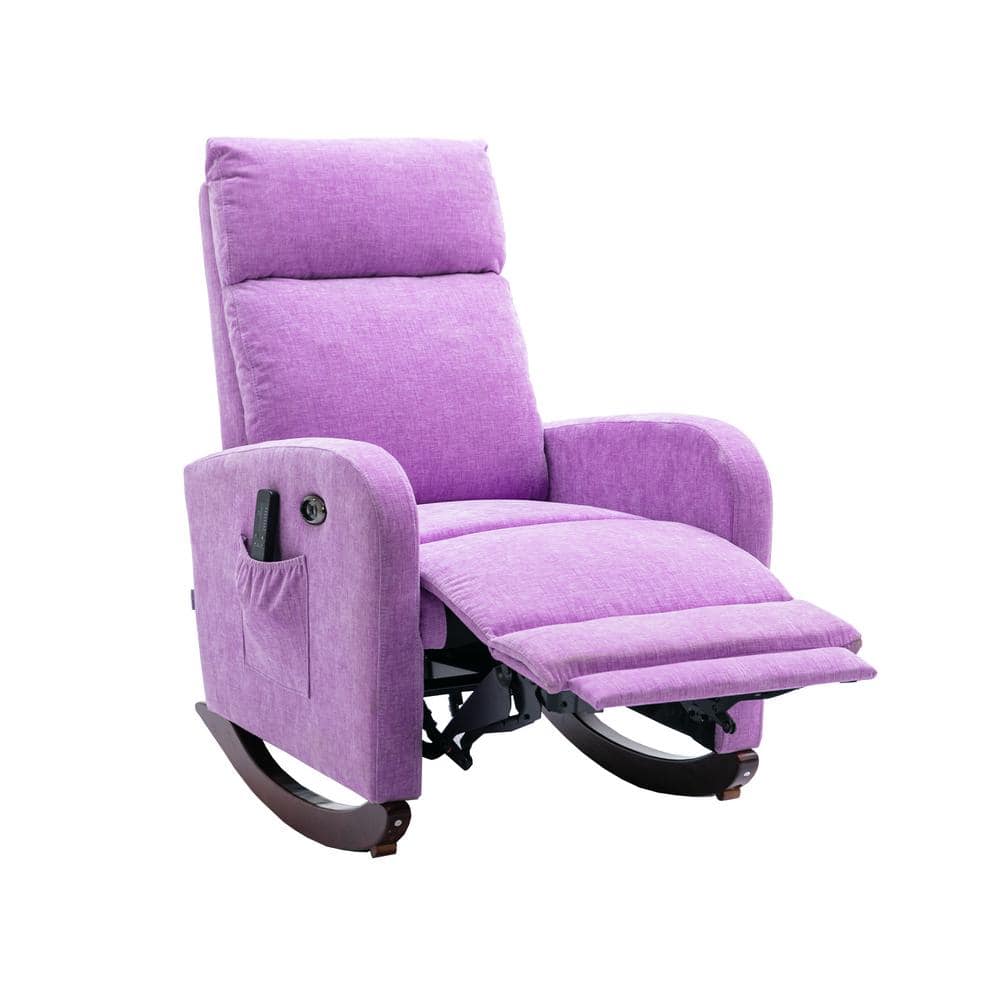 Purple Polyester Fabric Recliners Chair with 8 Massaging Modes