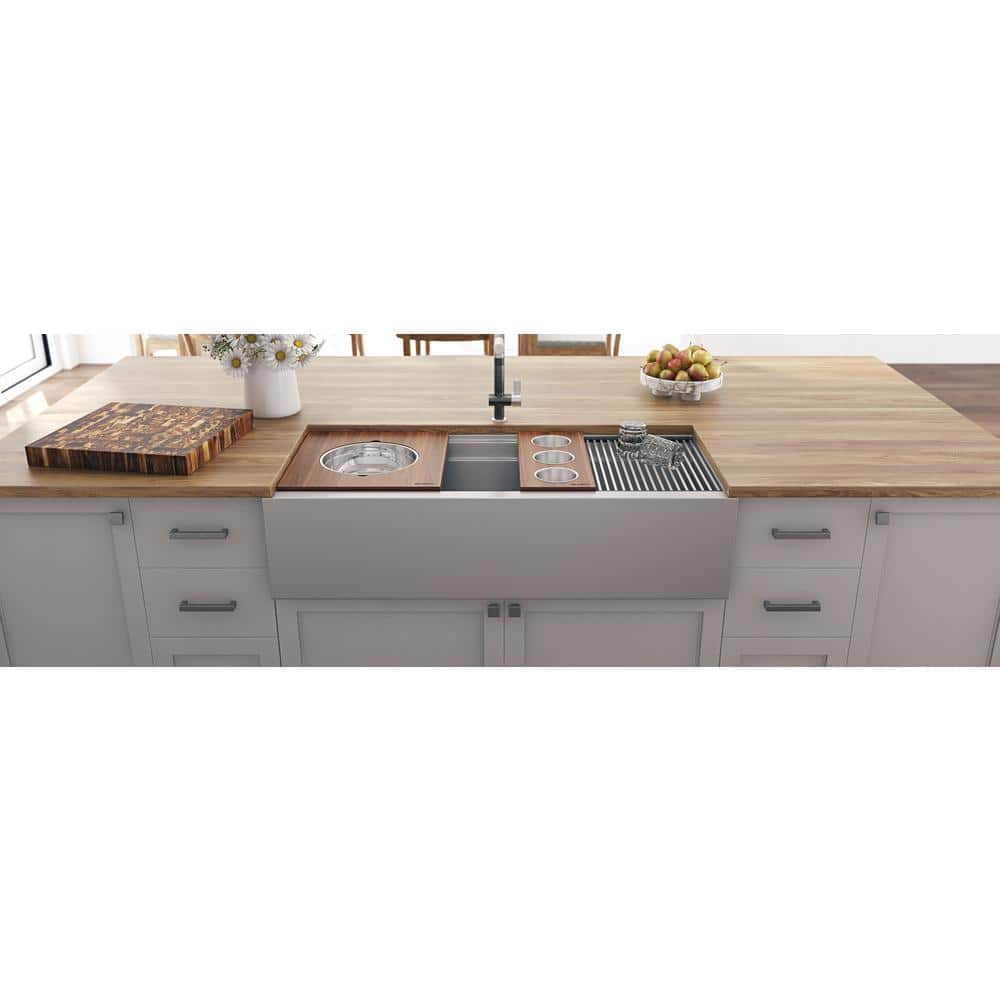 45-Inch Stainless Steel Apron-Front Workstation Kitchen Sink with Accessories