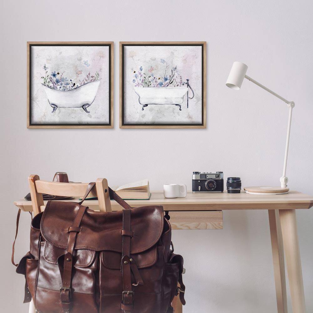 Antique Tubs with Botanics by Stella Chang 2-Piece Brown Floater Frame Nature Graphic Art Print 18 in. x 18 in. price history on PriceWatchPro