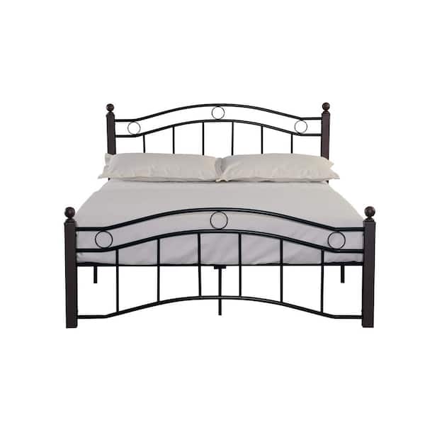 sumyeg Black Standard Queen Size Metal Platform Bed Frame with Headboard and Footboard