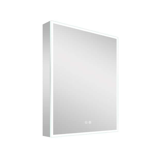 24.01 in. W x 30 in. H Rectangular Aluminum Recessed/Surface Mount LED Medicine Cabinet with Mirror, 3x Magnifying