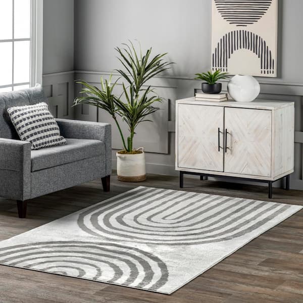 Sena Modern Rainbow Light Gray 5 ft. x 8 ft. Area Rug