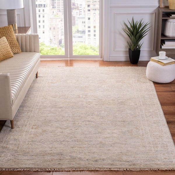 Samarkand 9 ft. x 12 ft. Light Gray/Beige Distressed Ornate Area Rug