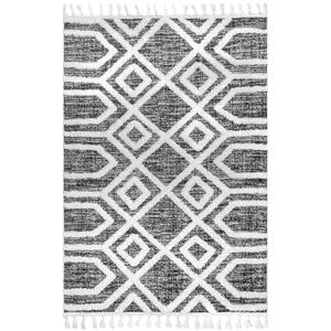 nuLOOM Ella Natural 5 ft. x 8 ft. Hand Woven Jute Farmhouse Checkered ...