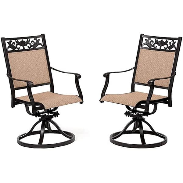 Afoxsos Cast Aluminum Outdoor Patio Swivel Dining Chairs Set of 2, Dark ...