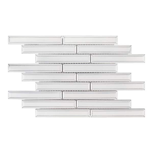 Milkglass Bevel Bricks 11.5 in. x 15.5 in. Porcelain Mosaic Tile