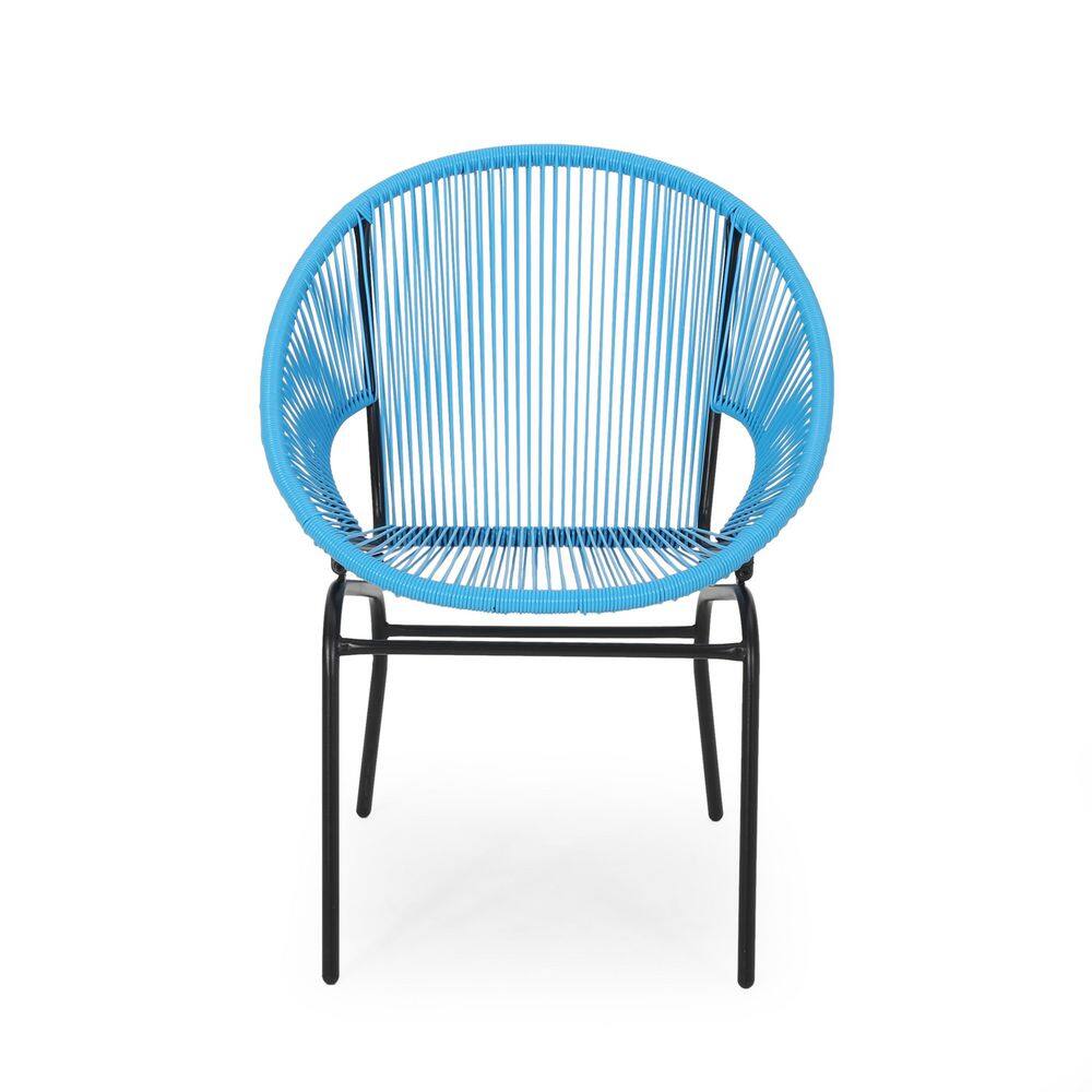 Metal Modern Outdoor Basket Chair-Polyethylene Rattan, Comfortable Seating 