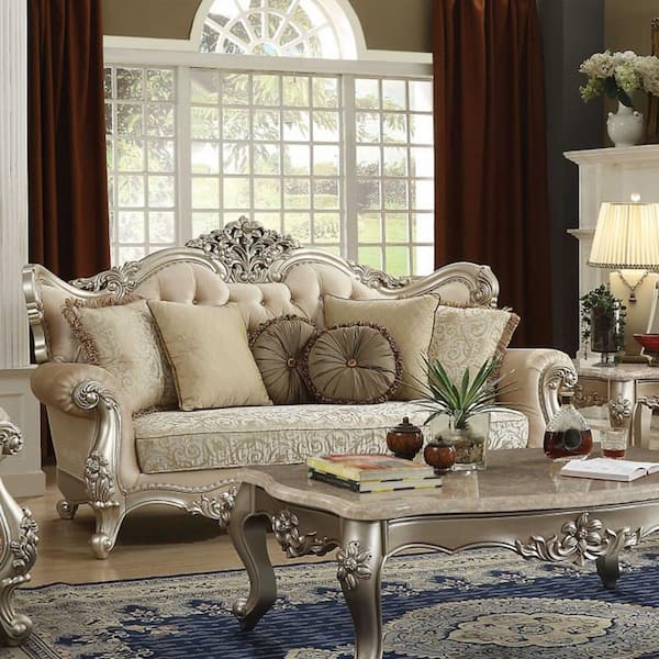 HomeRoots Amelia 41 in. With Rolled Arm Fabric Tufted Rectangle Sofa in Beige