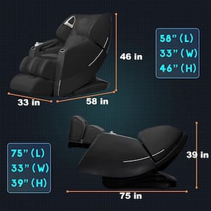 Itzel Black Leatherette Massage Chair With SL-Track, Bluetooth, Zero Gravity, Heated
