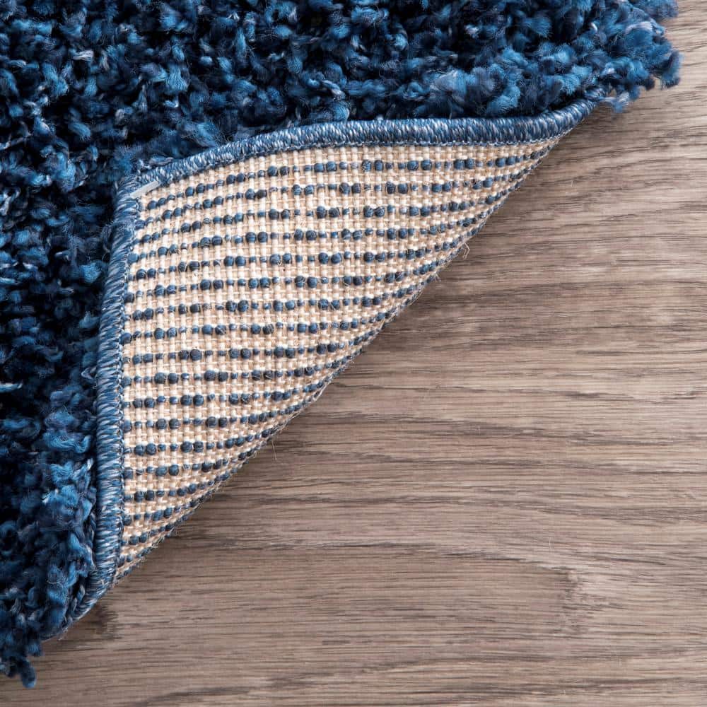 Navy Rectangular 8' x 10' Solid Shag Synthetic Rug