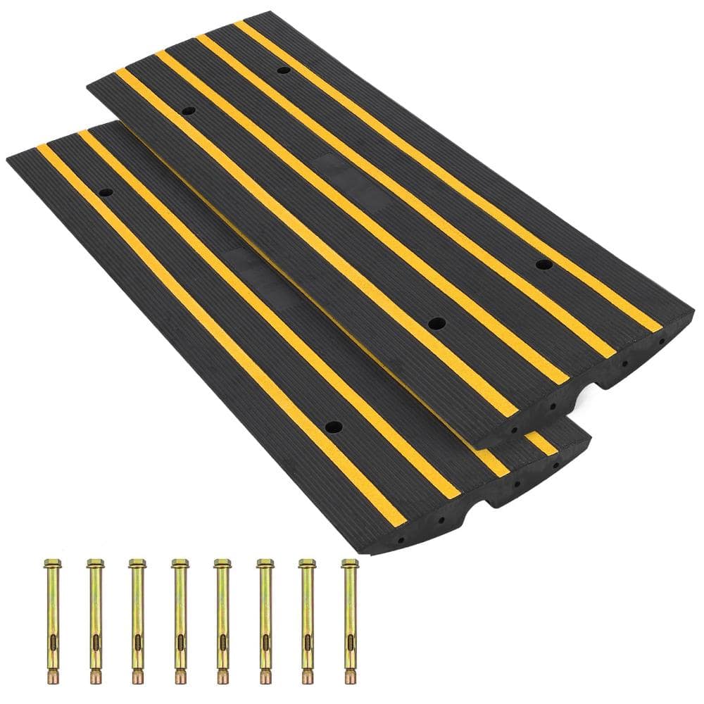 22000 lb Capacity Heavy-Duty Rubber Curb Ramp Set, Cable Channel, Low-Profile Vehicle Ramp for Trailer, Sidewalk,2-Pack price history on PriceWatchPro