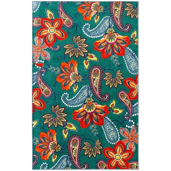 Whinston Teal 7 ft. 6 in. x 10 ft. Floral Area Rug