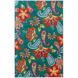 Whinston Teal 2 ft. 6 in. x 3 ft. 10 in. Machine Washable Paisley Area Rug