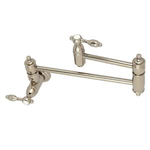 Tudor Wall Mounted Pot Filler with Lever Handle in Polished Nickel