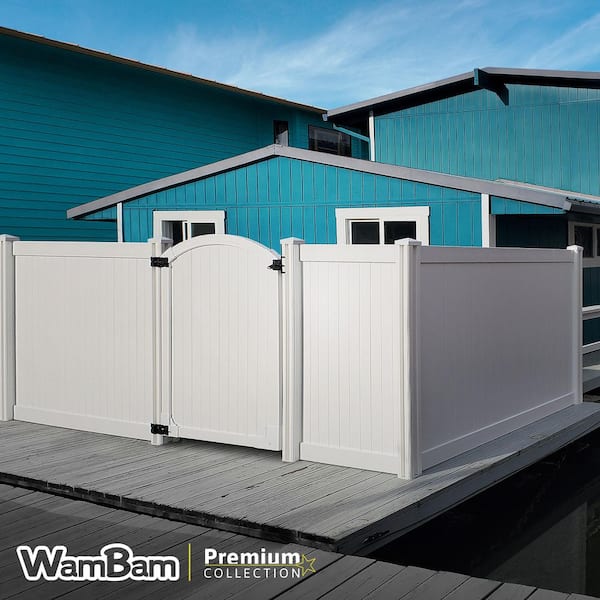 Premium 6 ft. x 4 ft. White Vinyl Arched Privacy Fence Gate w/ Hardware