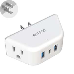 2A2U1C Multi Plug Electrical Splitter Outlet Extender with 3 USB Ports in White