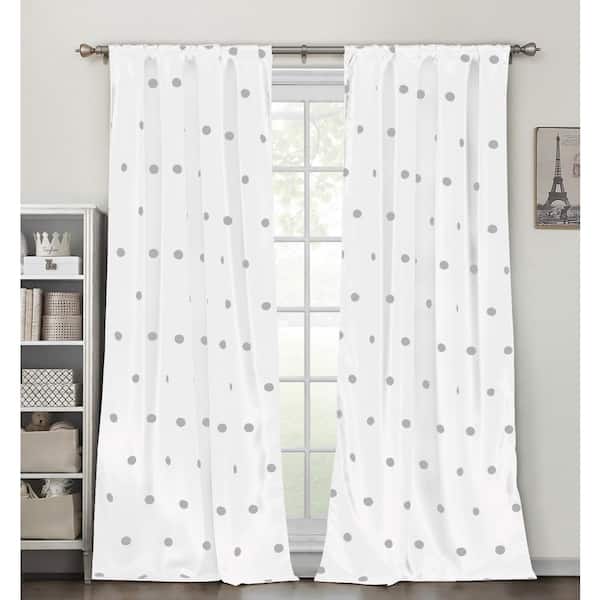 LALA + BASH White Polka Dot Thermal Blackout Curtain - 38 in. W x 84 in. L (Set of 2)