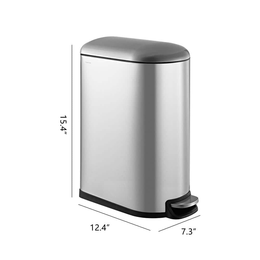 Roland Mini Stainless Steel Step-Open Trash Can, 2.6-Gallon, Chrome Finish