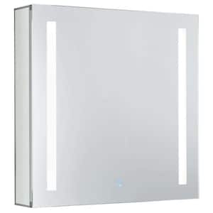 24 in. x 24 in. Recessed or Surface Wall Mount Medicine Cabinet in Stainless Steel with LED Lighting Left Hinge