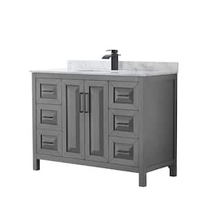 Daria 48 in. W x 22 in. D x 35.75 in. H Single Bath Vanity in Dark Gray with White Carrara Marble Top