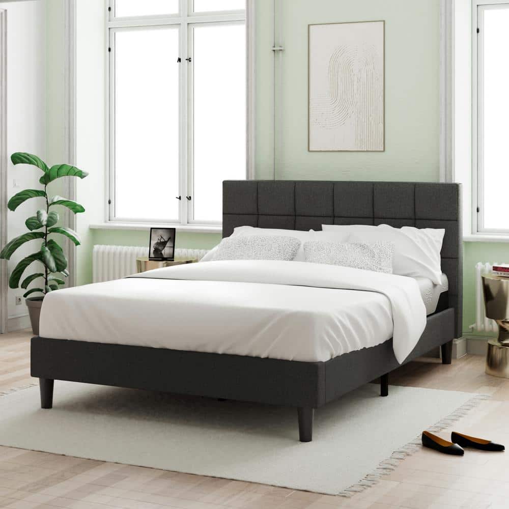 Zinus Axel Gray Frame Queen Upholstered Platform Bed CLO