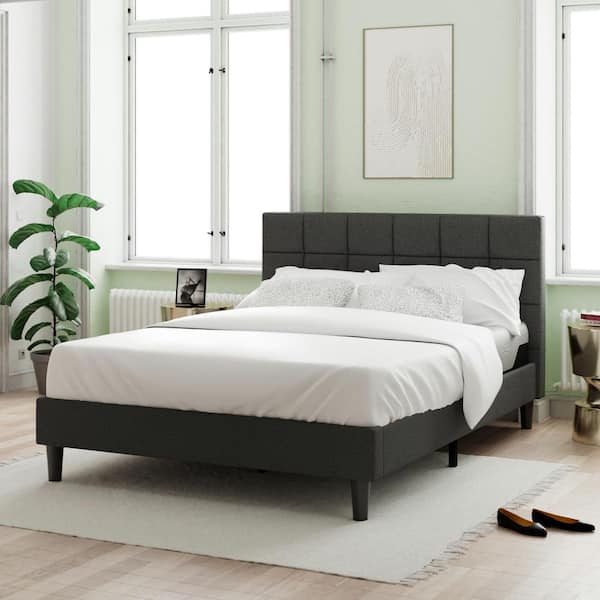 Zinus Axel Gray Frame Queen Upholstered Platform Bed