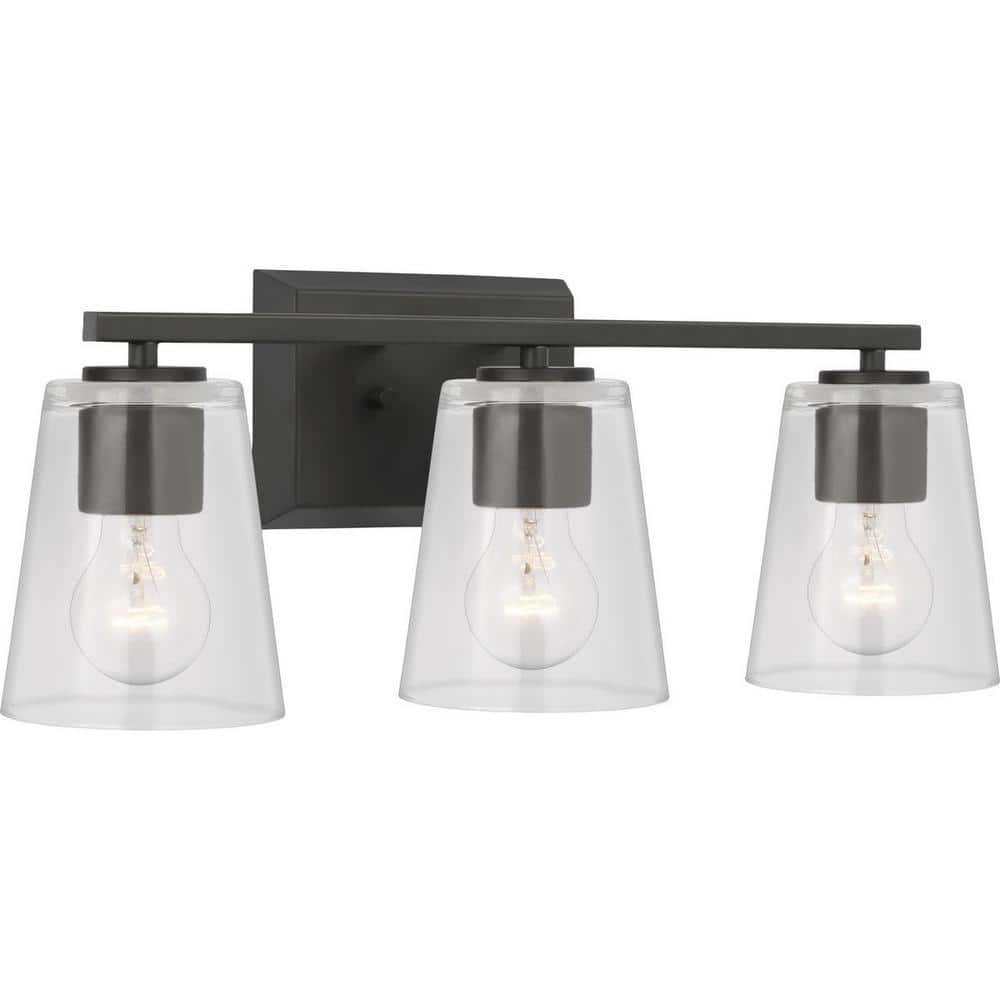 Progress Lighting Vertex Collection 20.87 in. 3-Light Matte Black Clear ...