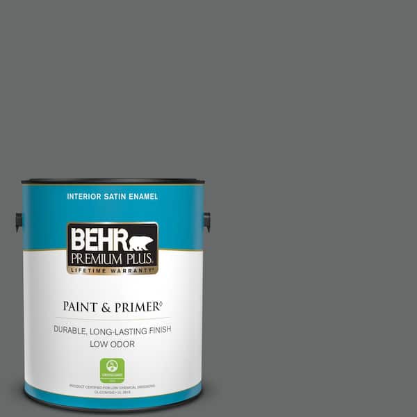 BEHR PREMIUM PLUS 1 gal. #PPU26-02 Imperial Gray Satin Enamel Low Odor Interior Paint & Primer