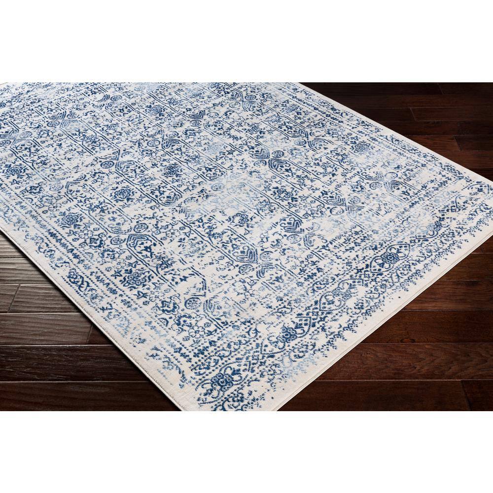 Roma Blue and White Synthetic Flat Woven Area Rug