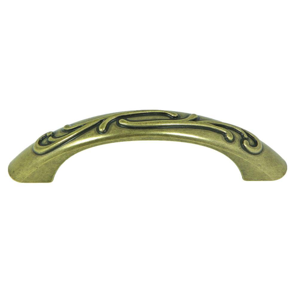 Stone Mill Hardware Ivy 3 in. CentertoCenter Antique Brass Arch