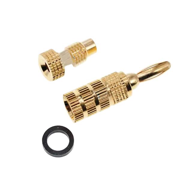 Banana Plugs, 4 mm 24K Gold Plated Pure Copper, Closed Screw Type for Speaker Wire, Amplifiers & Sound Systems (12-Pack)