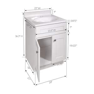 24 in. W x 21 in. D x 31.5 in. H 2-Door Bath Vanity Side Cabinet in Wh with Solid Wh CM Vanity Top (Ready to Assemble)
