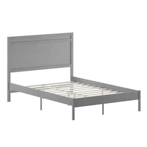 Gray Wood Frame Full Platform Bed