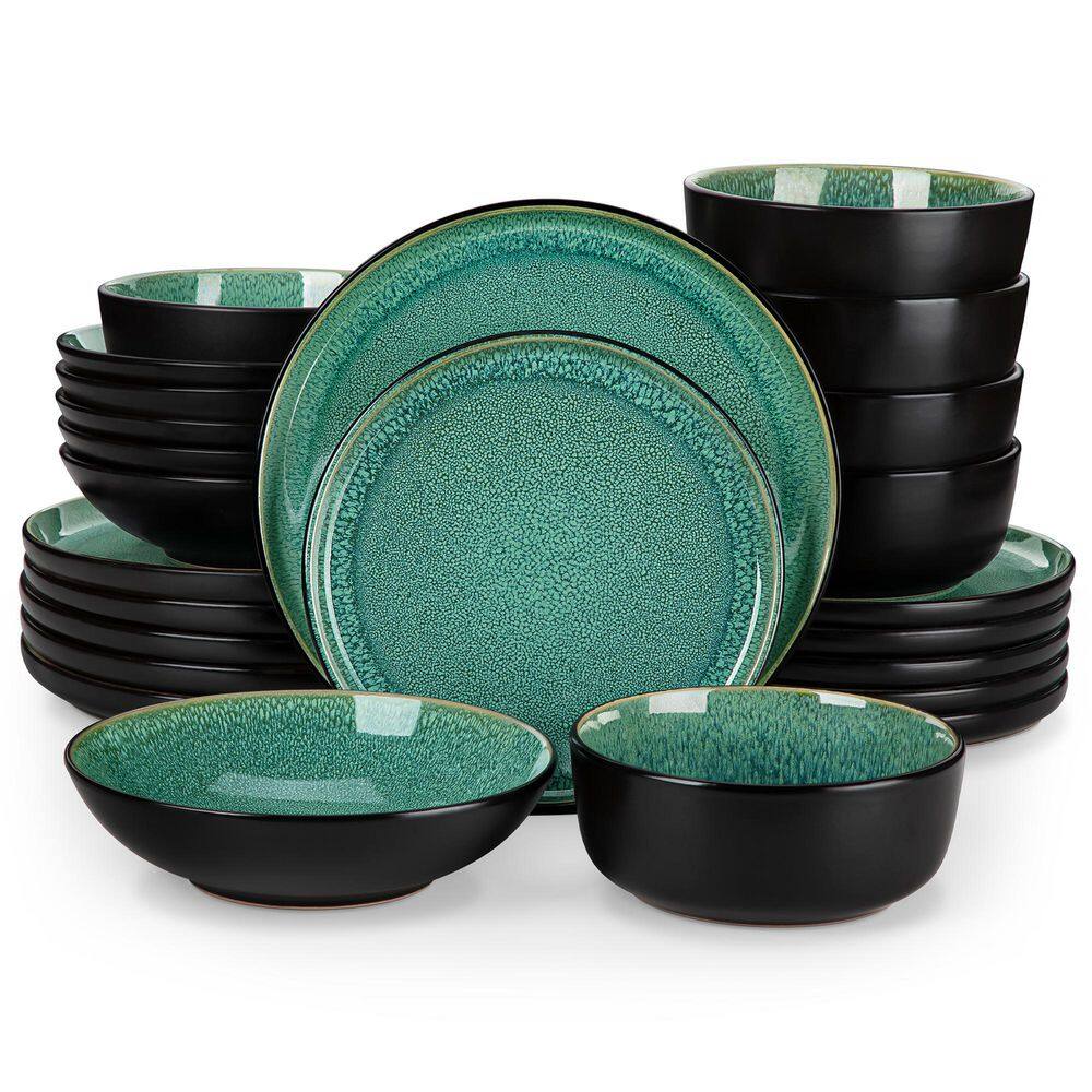 6-Piece Kids Dinnerware Set - Compartment Plate, Bowl, Cup, Utensils (Green, PP & Wheat Fiber)