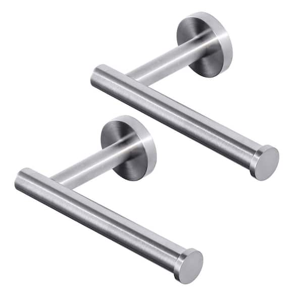 Wall Mounted Round Stainless-Steel Toilet Paper Holder in Brushed Nickel 2-Pieces