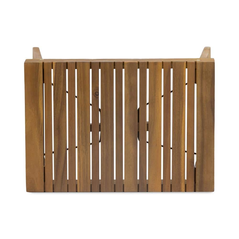 Teak Brown and Blue 5-Piece Outdoor Chaise Lounge Set