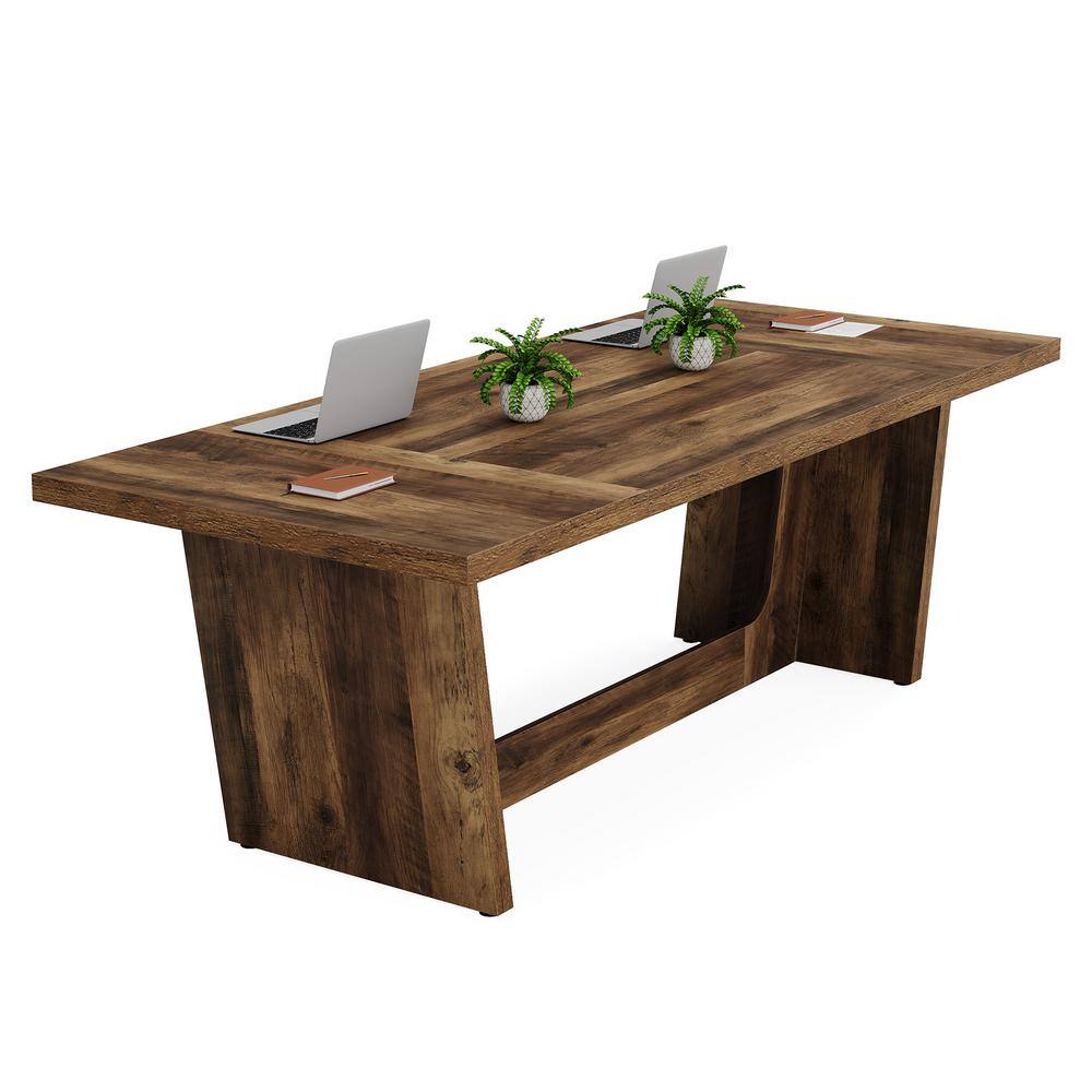 Moronia 70.9 in. Rectangle Dark Brown Wood Executive Desk Computer Desk Home Office Desk, Business Desk for Home Office
