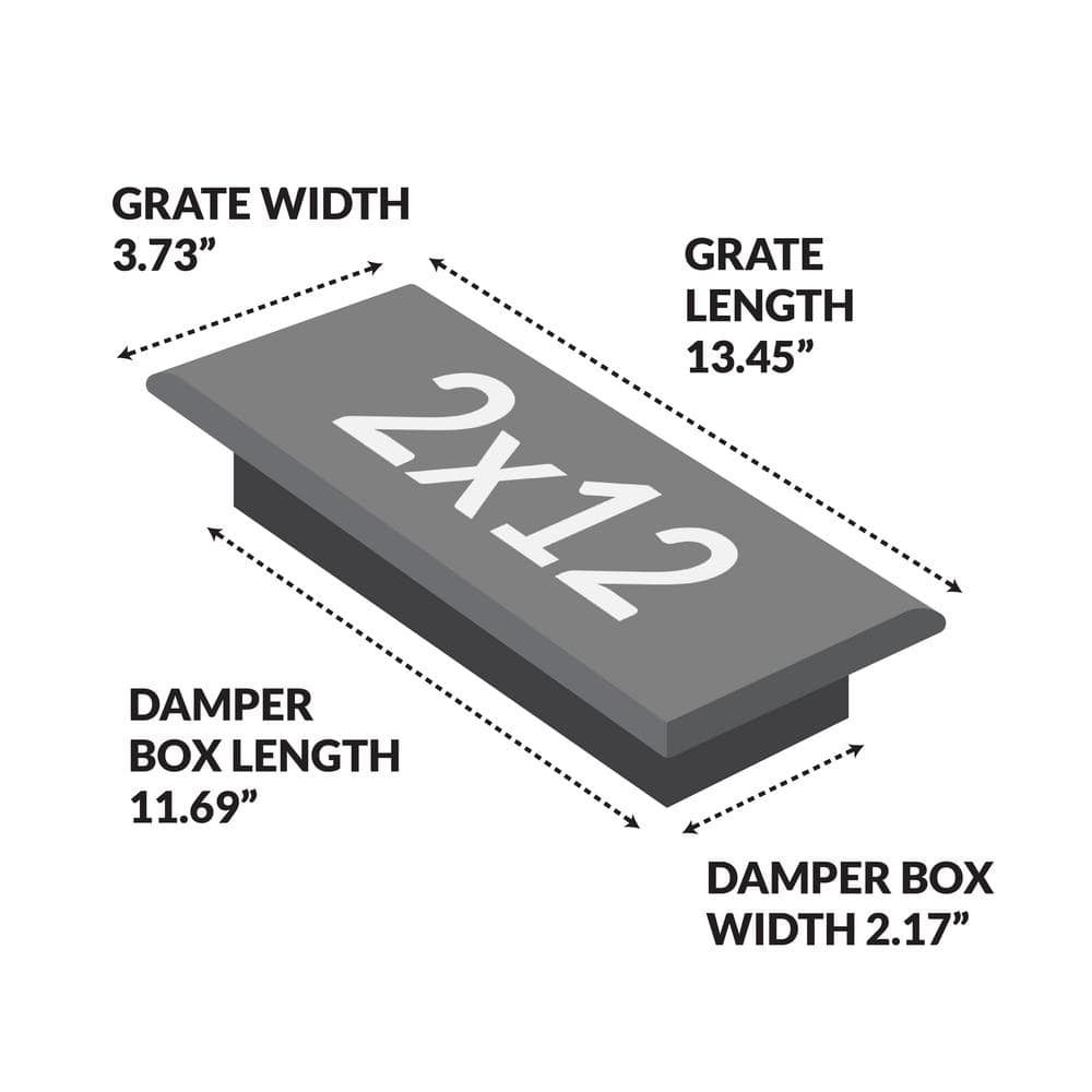 Gun Metal Rectangular Oriental Floor Register, 2x12 Inches