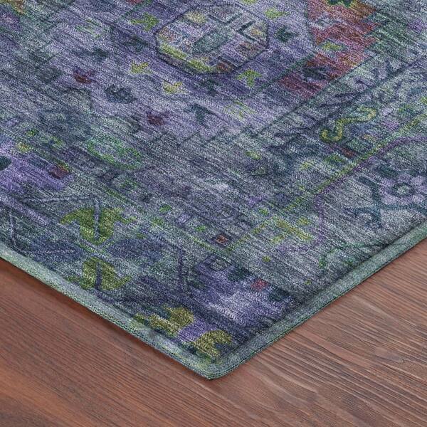 Mayfield Premium Machine Washable Abstract AMF2228 Green 2 ft. x 7 ft. Runner Rug