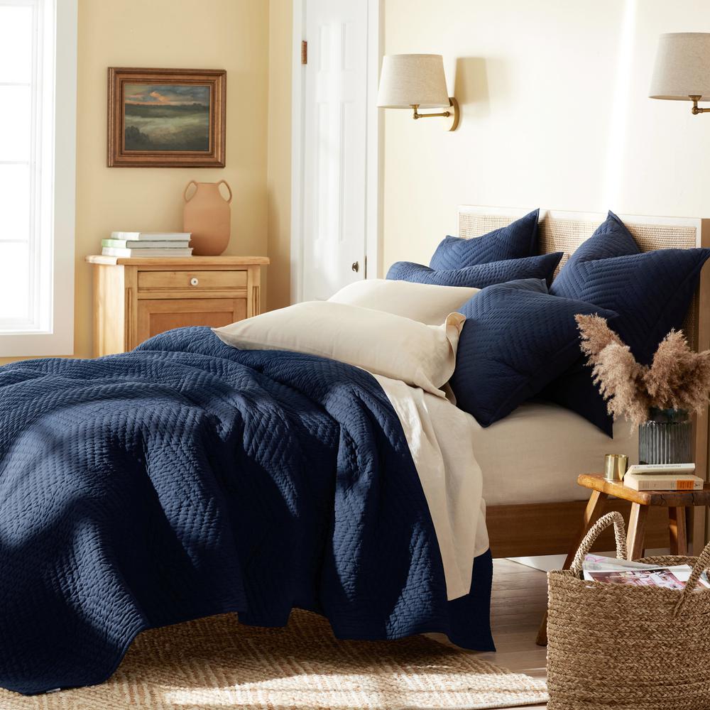 The Company Store Company Midnight Blue King Cotton Quilt C3A3-K