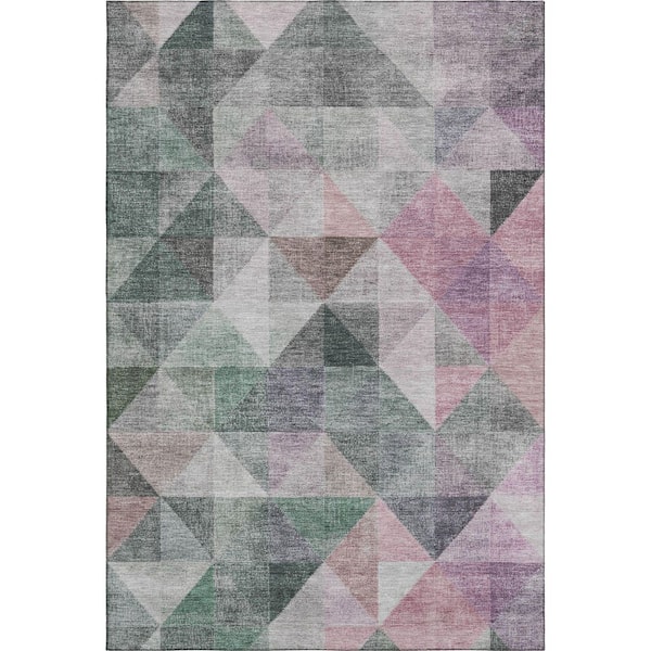 Mayfield Premium Machine Washable Abstract AMF2006 Blush 9 ft. x 12 ft. Area Rug