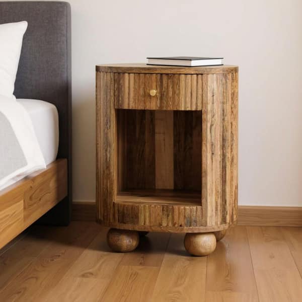 Natural 1-Drawer 17.70 in. Nightstand