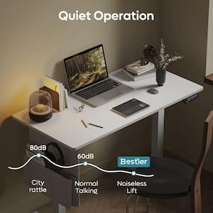 48" in White Electric Adjustable Height Standing Desk With 3 Height Memory Presets and USB Port