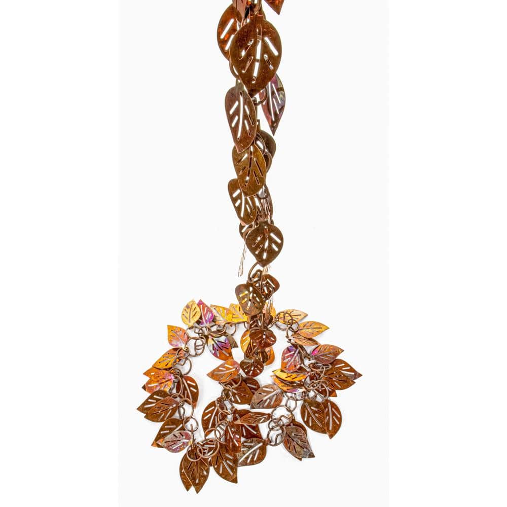 Pure Copper Cascading Leaves 8.5 ft Rain Chain
