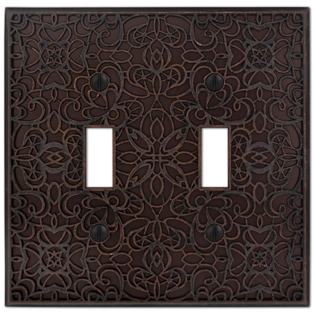 Amerelle 73TTDB Moderne Wallplate 2 Toggle Cast Metal Aged Bronze 1-Pack