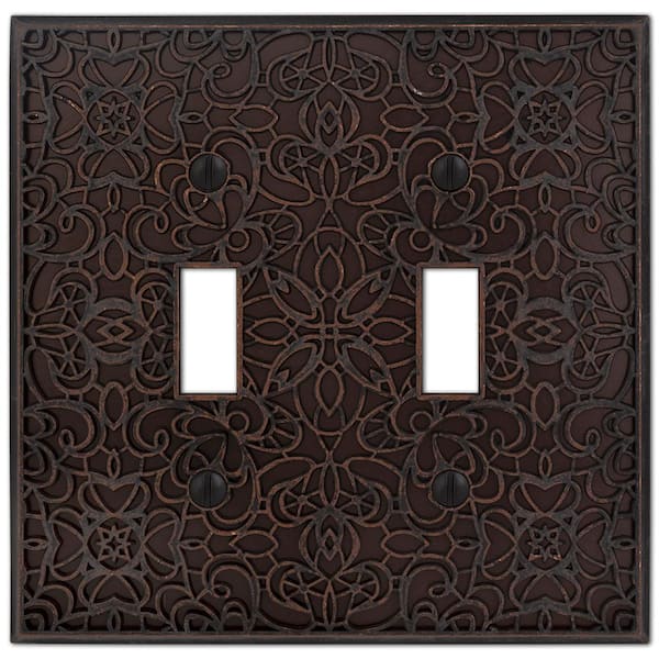 AMERELLE Momfort 2 Gang Toggle Metal Wall Plate - Aged Bronze