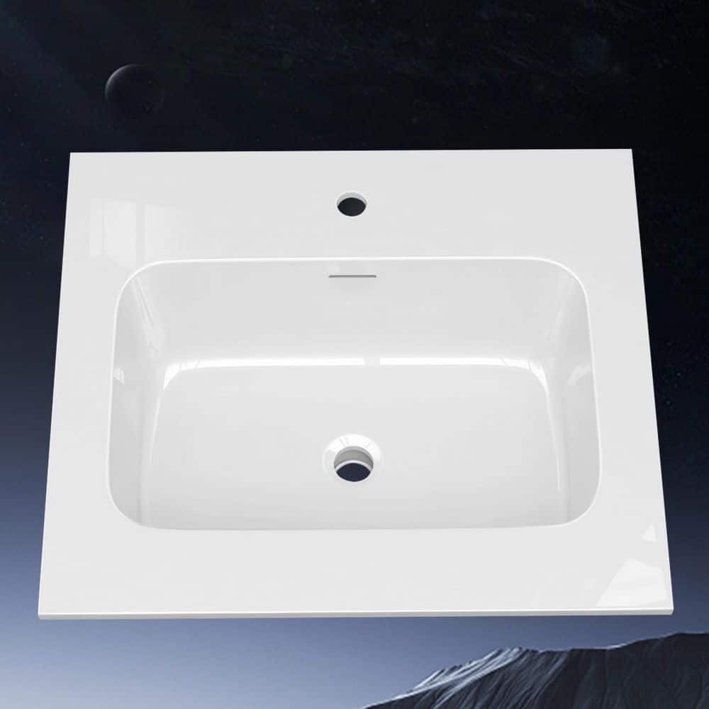 Zeafive 24 in. W x 22 in. D Solid Surface White Rectangular Single
