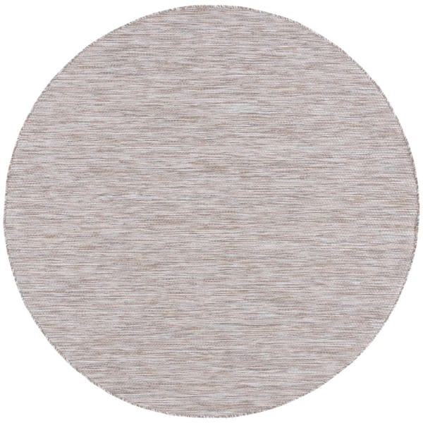 Courtyard Ivory/Beige Gray 7 ft. x 7 ft. Geometric Marle Indoor/Outdoor Round Area Rug