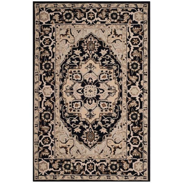 SAFAVIEH Chelsea Black/Natural 4 ft. x 6 ft. Border Area Rug
